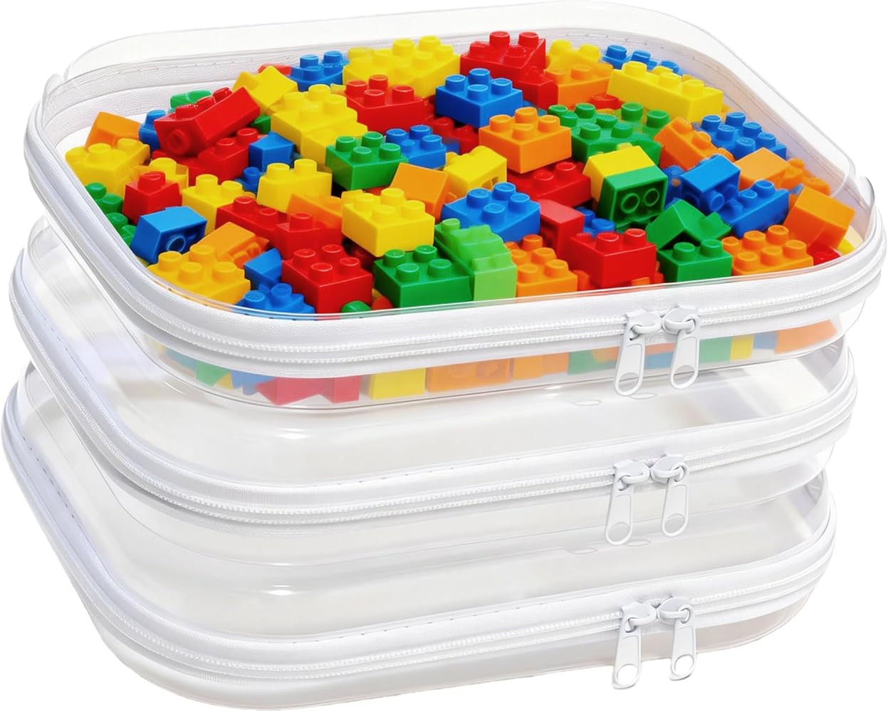 3PCS Clear Hard Plastic Zipper Case, Double Zippers Hard Pouch, Portable Travel Organizer Bin Cle... | Amazon (US)