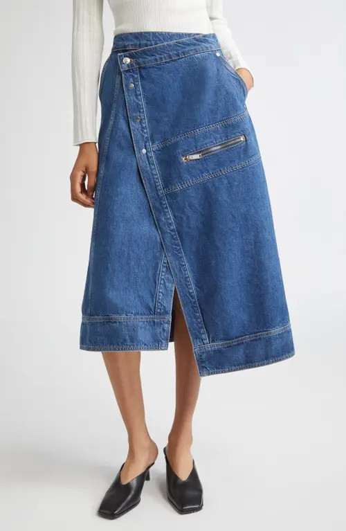 3.1 Phillip Lim Asymmetric Denim Wrap Skirt in Indigo at Nordstrom, Size 4 | Nordstrom