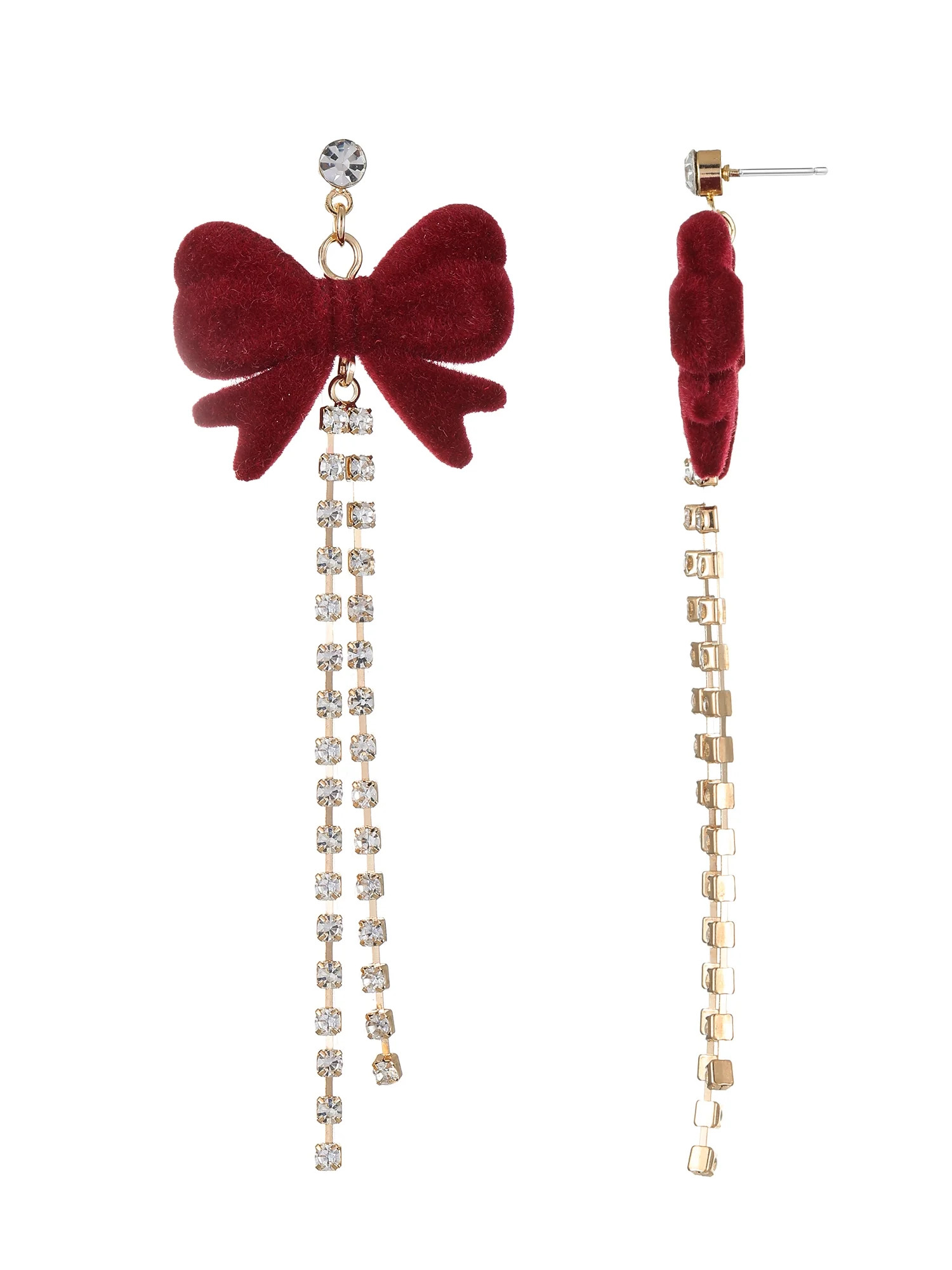 Holiday Time Goldtone Red Velvet Bows Earrings, 1 Pair - Walmart.com | Walmart (US)