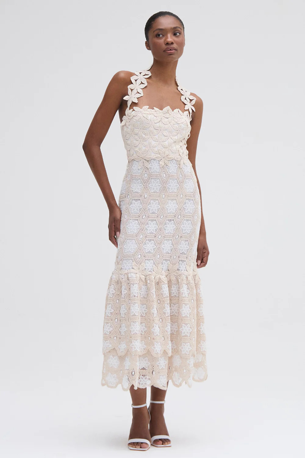 NATURAL CROCHET MIDI DRESS | PatBO