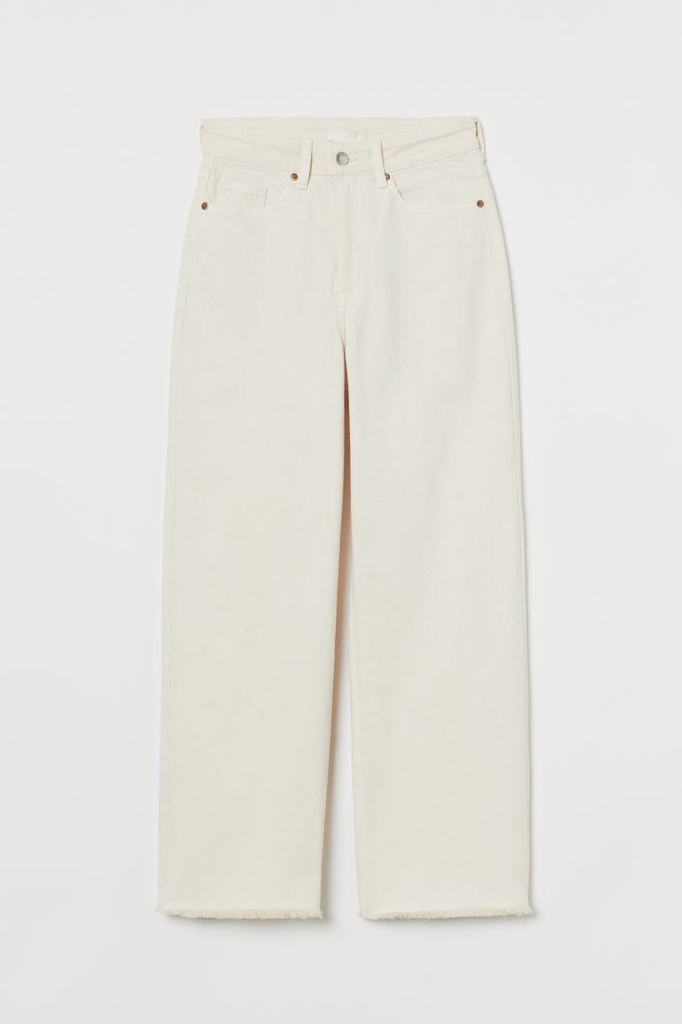 Ankle-length, 5-pocket jeans in washed cotton denim. High waist, zip fly with button, and straigh... | H&M (US + CA)