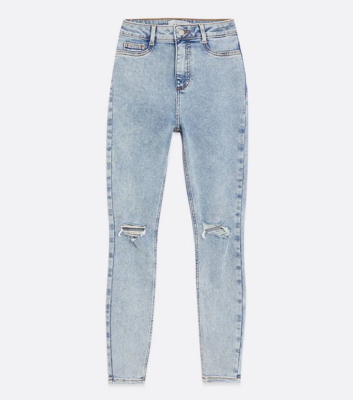 Blue Acid Wash Ripped High Waist Hallie Super Skinny Jeans
						
						Add to Saved Items
						... | New Look (UK)