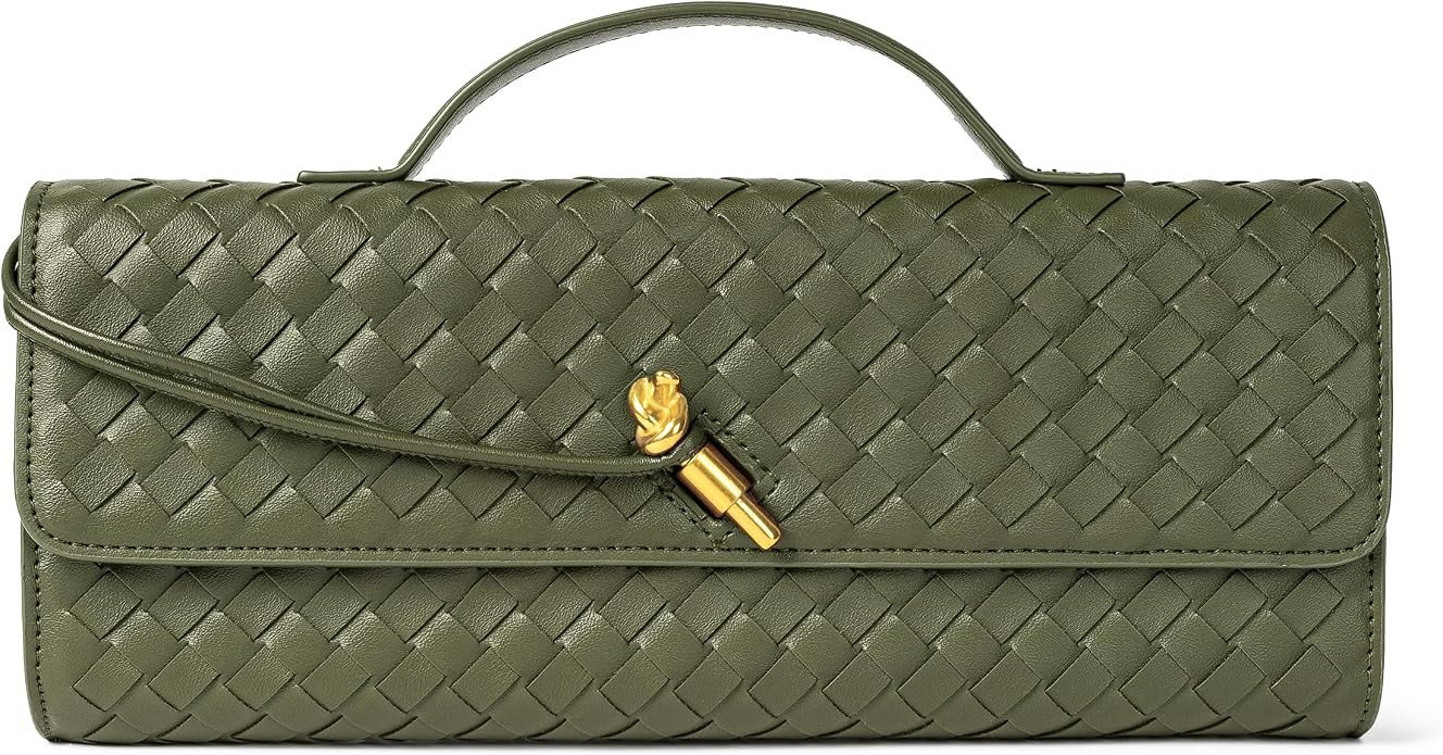 Joryin Woven Purse for Women Evening Clutch Woven Leather Handbags Crossbody Bag Purse Formal Eve... | Amazon (US)