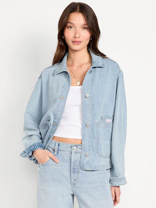 Cropped Denim Chore Jacket | Old Navy (US)