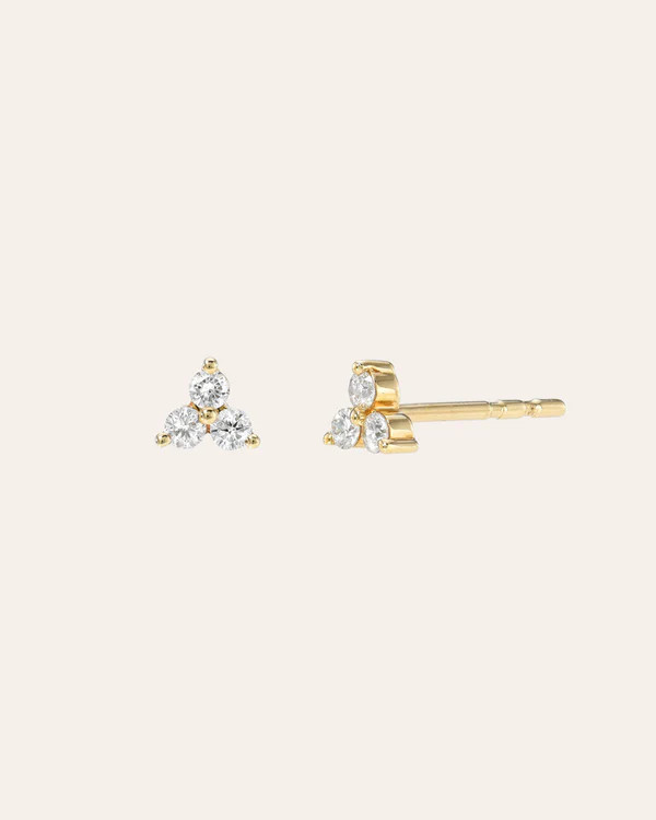 Diamond Trio Stud Earrings | Zoe Lev Jewelry
