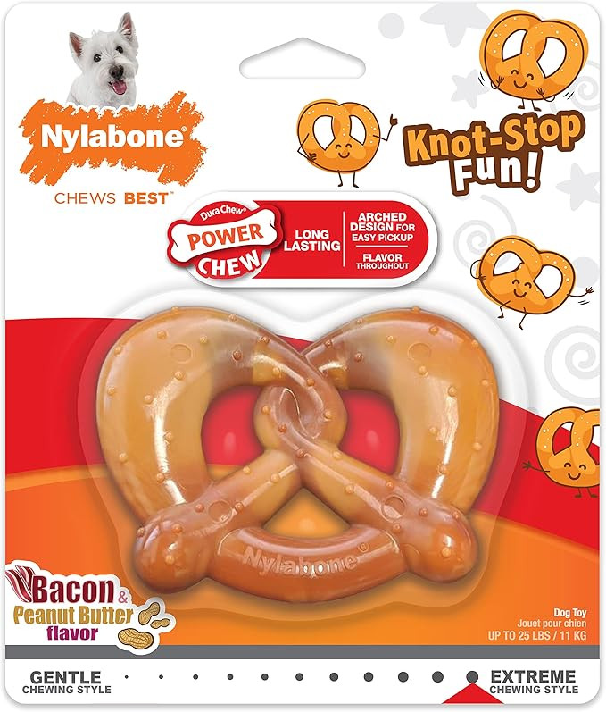 Nylabone Power Chew Pretzel Dog Chew Toy Pretzel Bacon & Peanut Butter Small/Regular (1 Count) | Amazon (US)