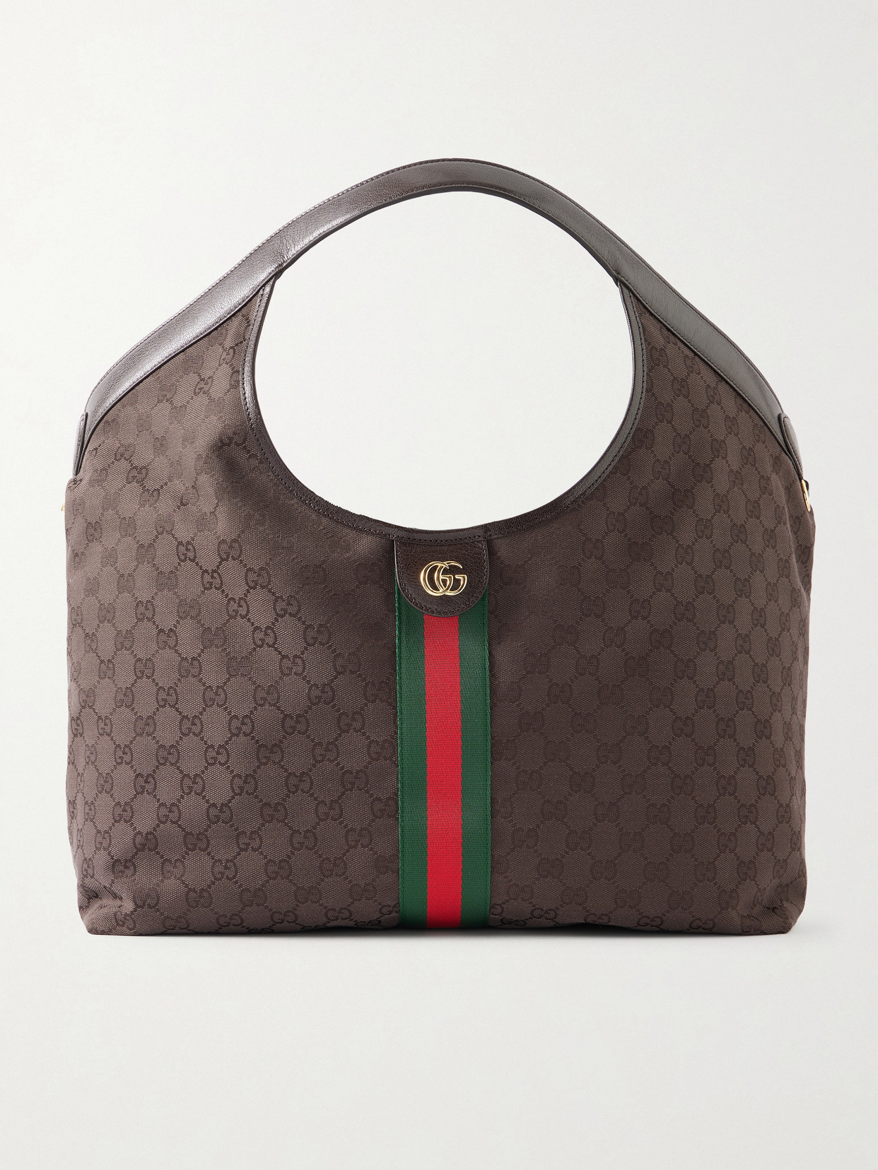 Gucci - Giglio Leather-trimmed Canvas-jacquard Tote - Brown | NET-A-PORTER (US)