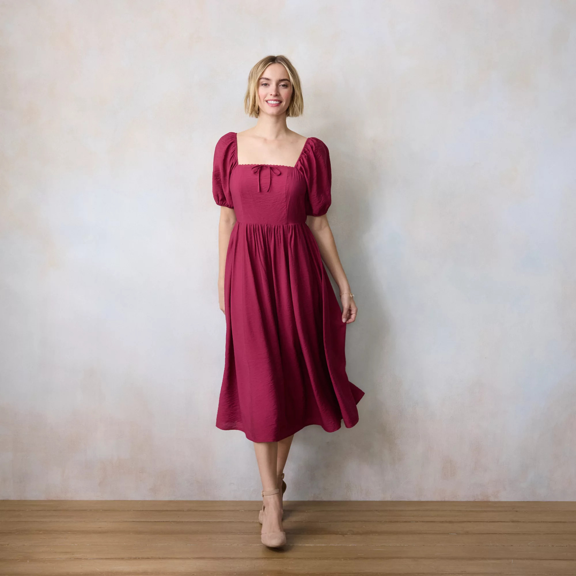 Women's LC Lauren Conrad Puff Sleeve A-Line Maxi Dress | Kohl's