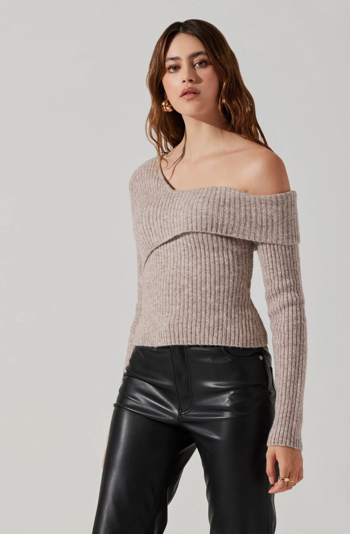 Asymmetrical Foldover Sweater | ASTR The Label (US)