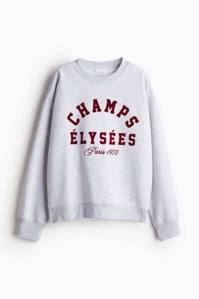 Sweatshirt - Crew-neck - Long sleeve - Light gray/Champs Élysées - Ladies | H&M US | H&M (US + CA)