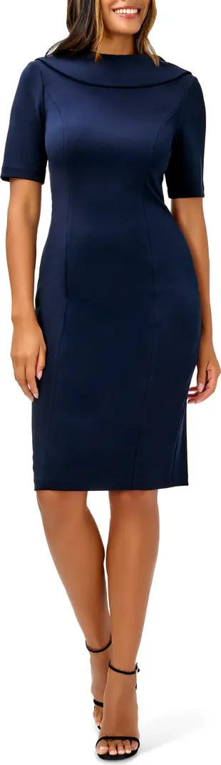 Foldover Neck V-Back Sheath Dress | Nordstrom