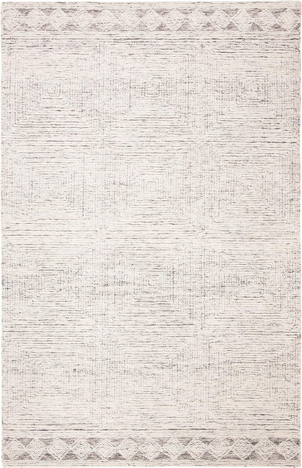 SAFAVIEH Abstract Collection Area Rug - 6' x 9', Ivory & Grey, Handmade Wool, Ideal for High Traf... | Amazon (US)
