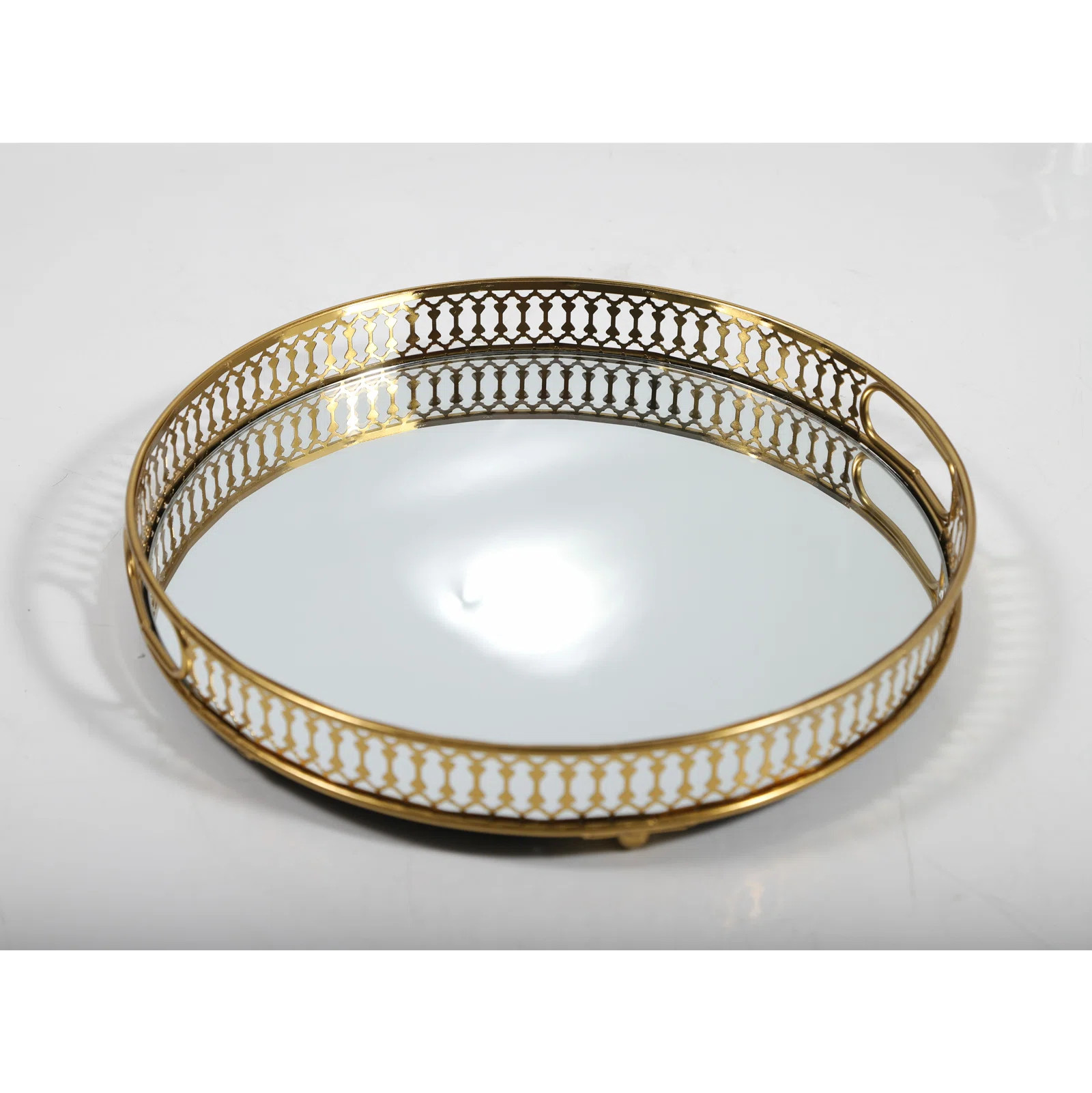 Vintage Metal Round Mirror Surface Tray | Wayfair North America