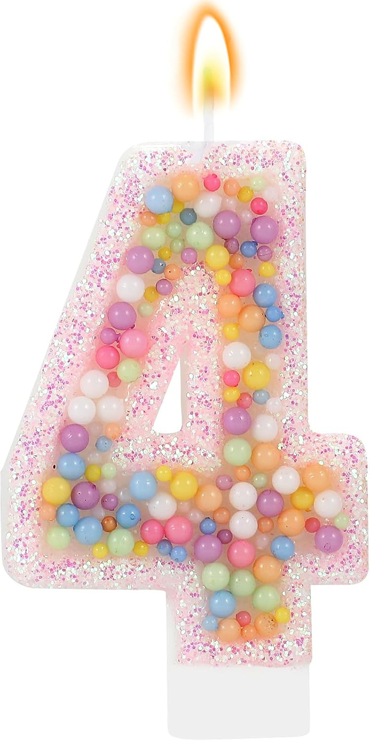Pastel Macaron 4th Birthday Candle Sweet Pink Number 4 Candle Cake Topper Cupcake Decorations for Girls and Women Party Decor Anniversary Celebrations Supplies | Amazon (US)