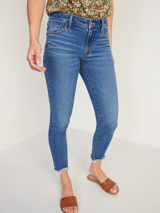 Mid-Rise Rockstar Super Skinny Cut-Off Ankle Jeans for Women | Old Navy (US)