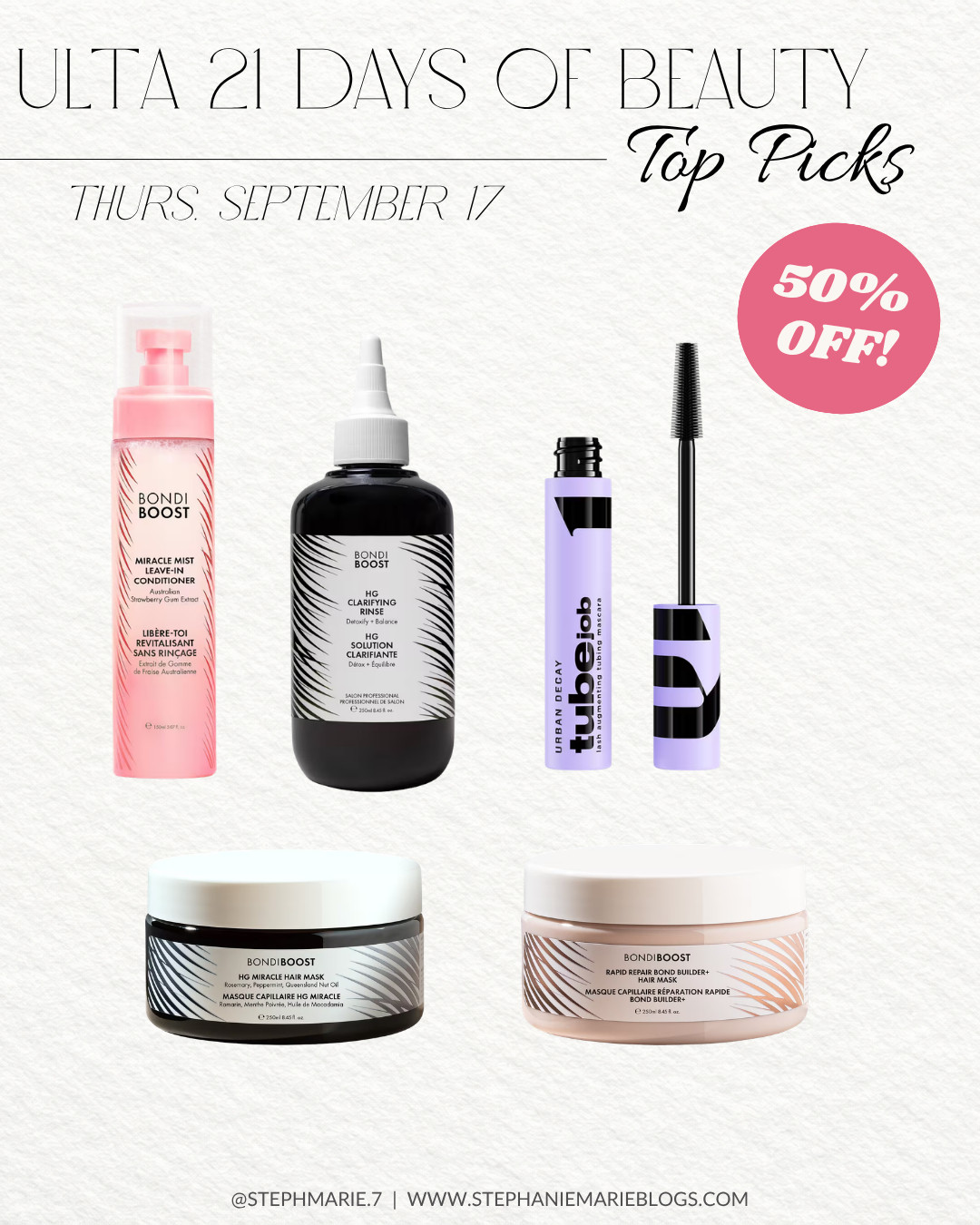ULTA'S 21 DAYS OF BEAUTY SALE IS HERE ✨ These beauty favorites from Bondi Boost & Urban Decay are 50% off today only!  

 #LTKOver40 #LTKSaleAlert #LTKBeauty