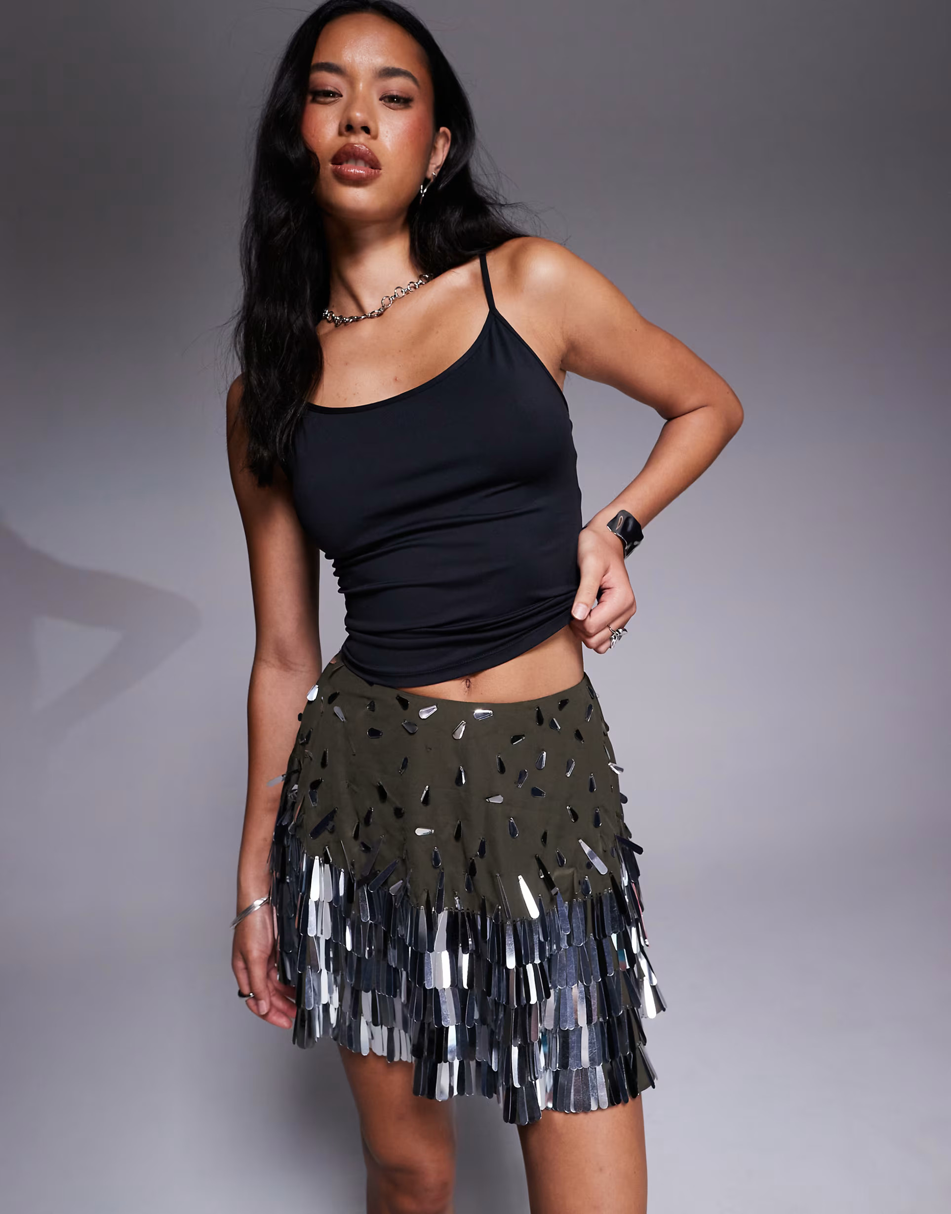 ASOS DESIGN tear drop sequin mini skirt in green | ASOS | ASOS (Global)
