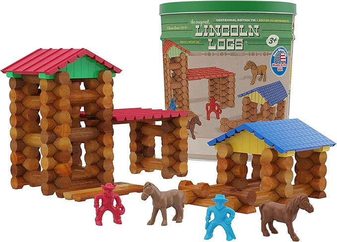 LINCOLN LOGS-Centennial Edition Tin Amazon Exclusive-150+ Pieces-Real Wood-Ages 3+-Best Retro Bui... | Amazon (US)
