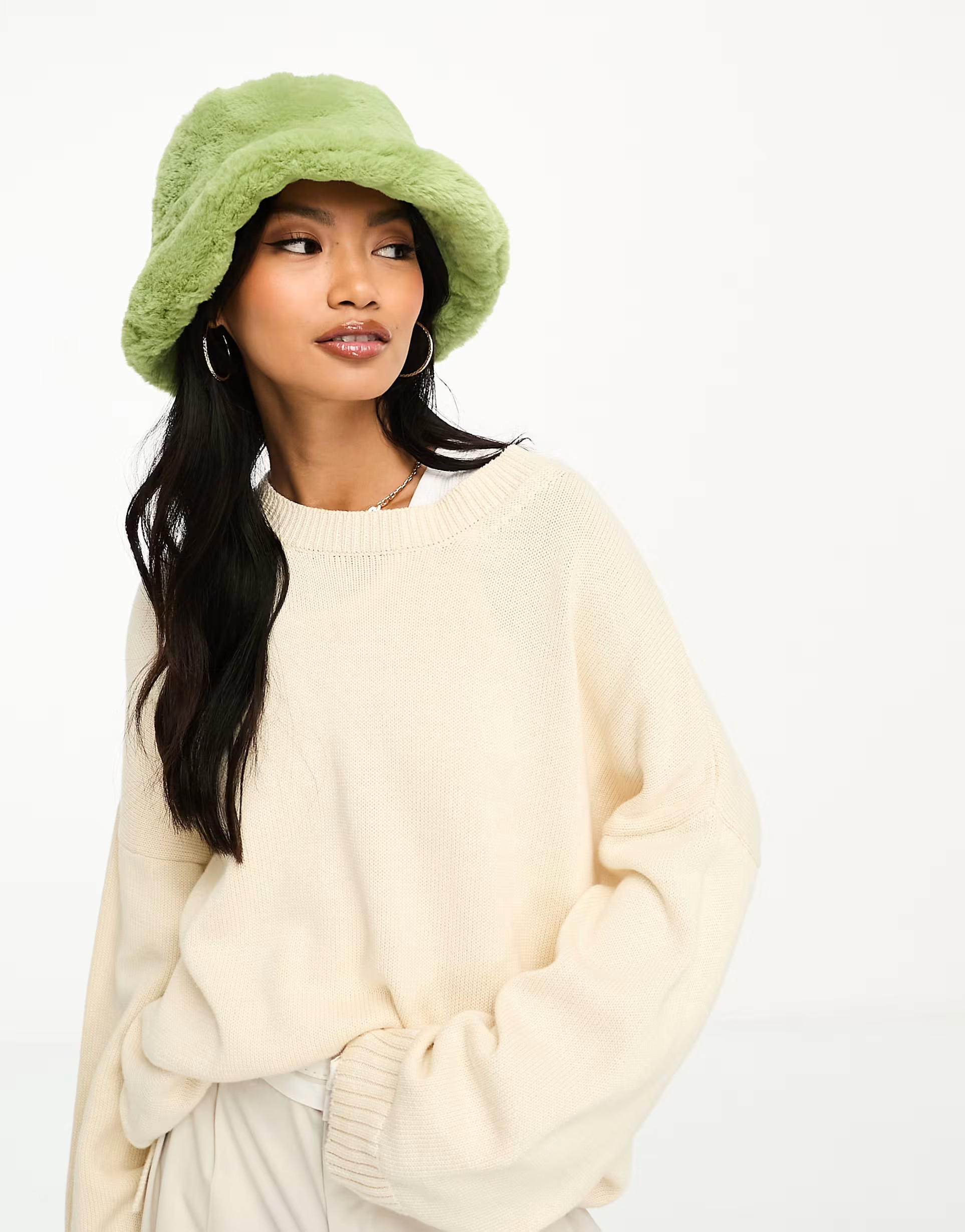 ASOS DESIGN - Bucket hat van imitatiebont in groen | ASOS (Global)