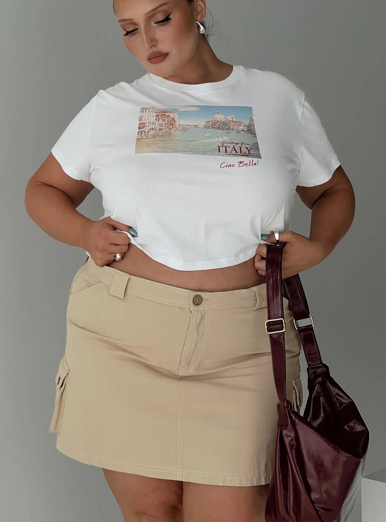 Lydie Cargo Mini Skirt Beige Curve | Princess Polly US