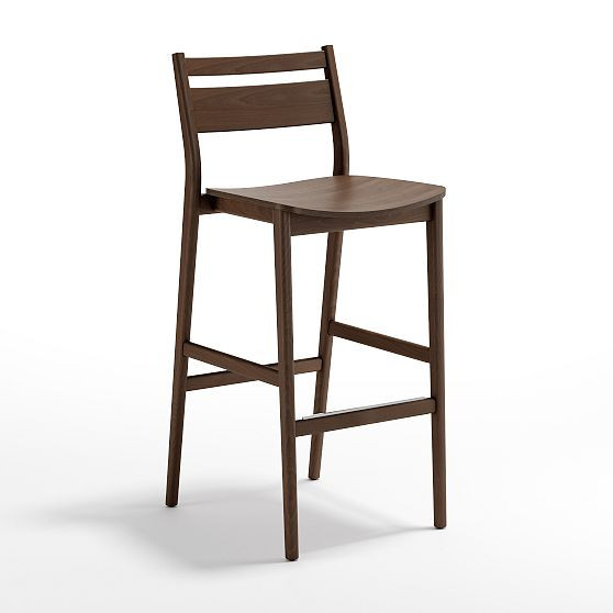 Sigsbee Wood Barstool, Storm | West Elm (US)