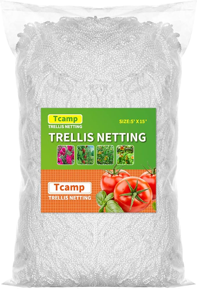 Tcamp Heavy-Duty Polyester Plant Trellis Netting 5 x 15ft (1 Pack) (5 Ft X 15 Ft) | Amazon (US)