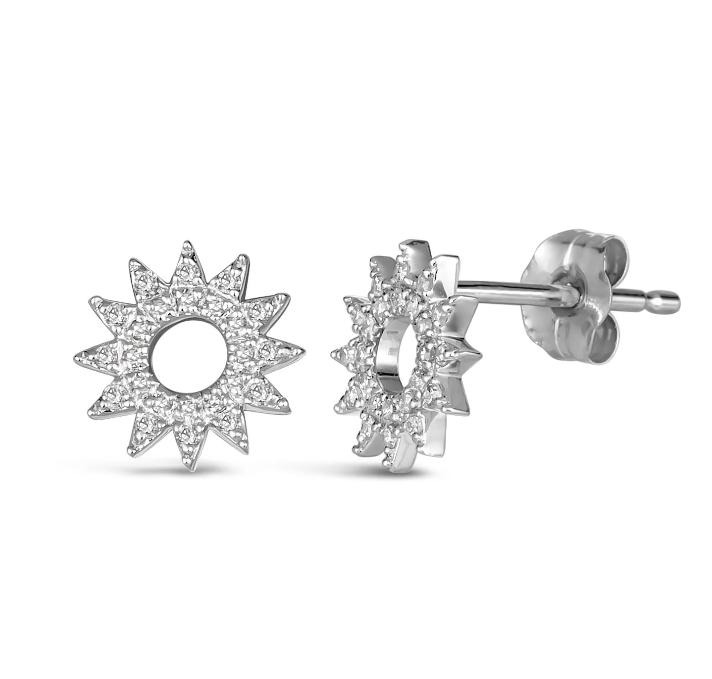 14K Diamond Sun Stud Earrings | Dainty by DK
