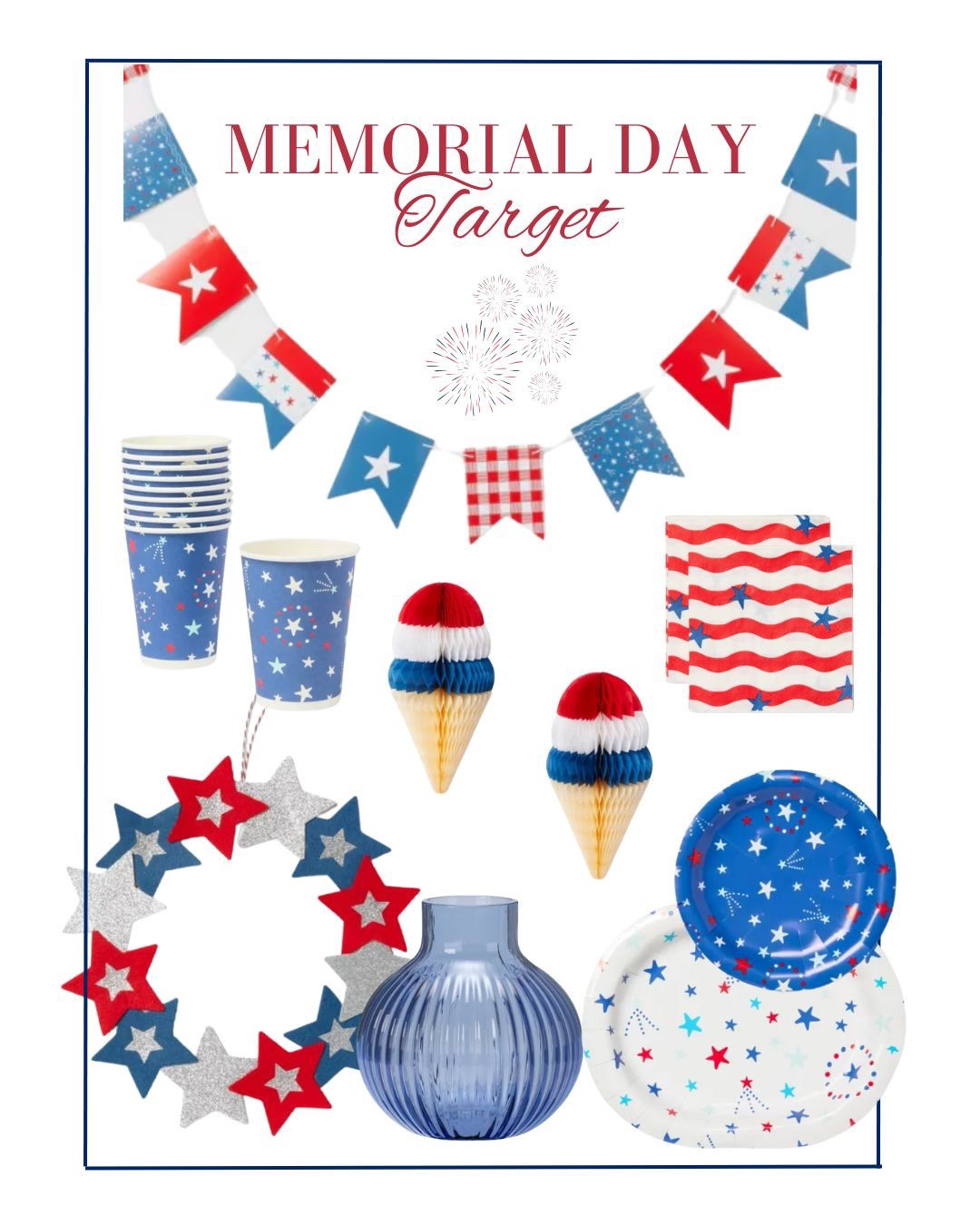 Memorial Day decor
Memorial Day party
USA decor
Red white and blue decor
Fourth of July decor 
Fourth of July party decor

#LTKFindsUnder50 #LTKSeasonal #LTKHome