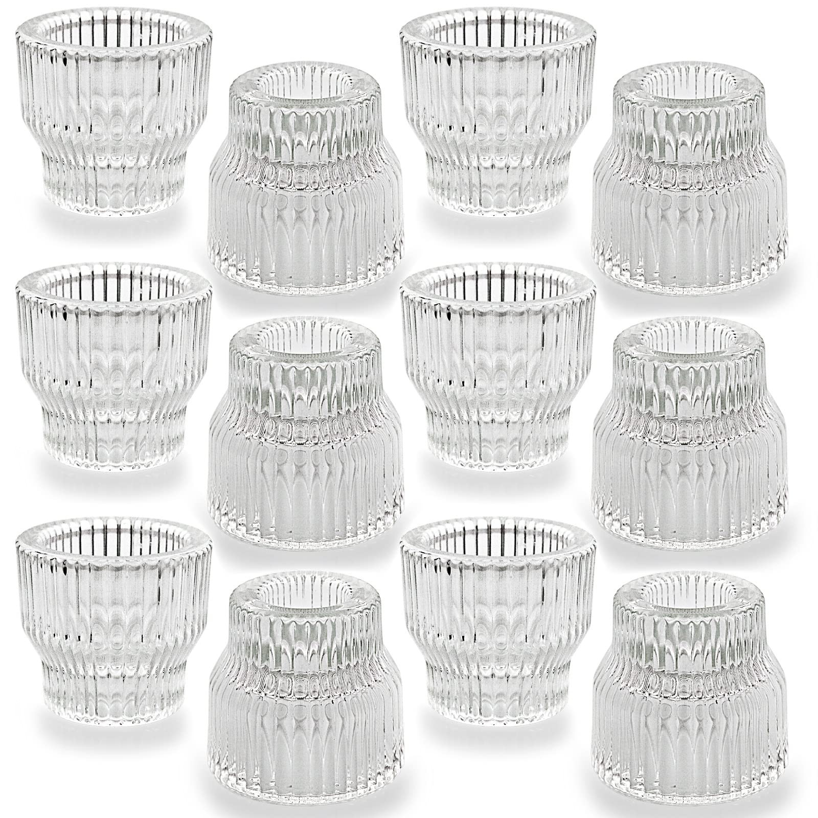 SHMILMH Clear Candlestick Holders Set of 6, Glass Taper Candle Holder, Tealight Candle Holders fo... | Amazon (US)