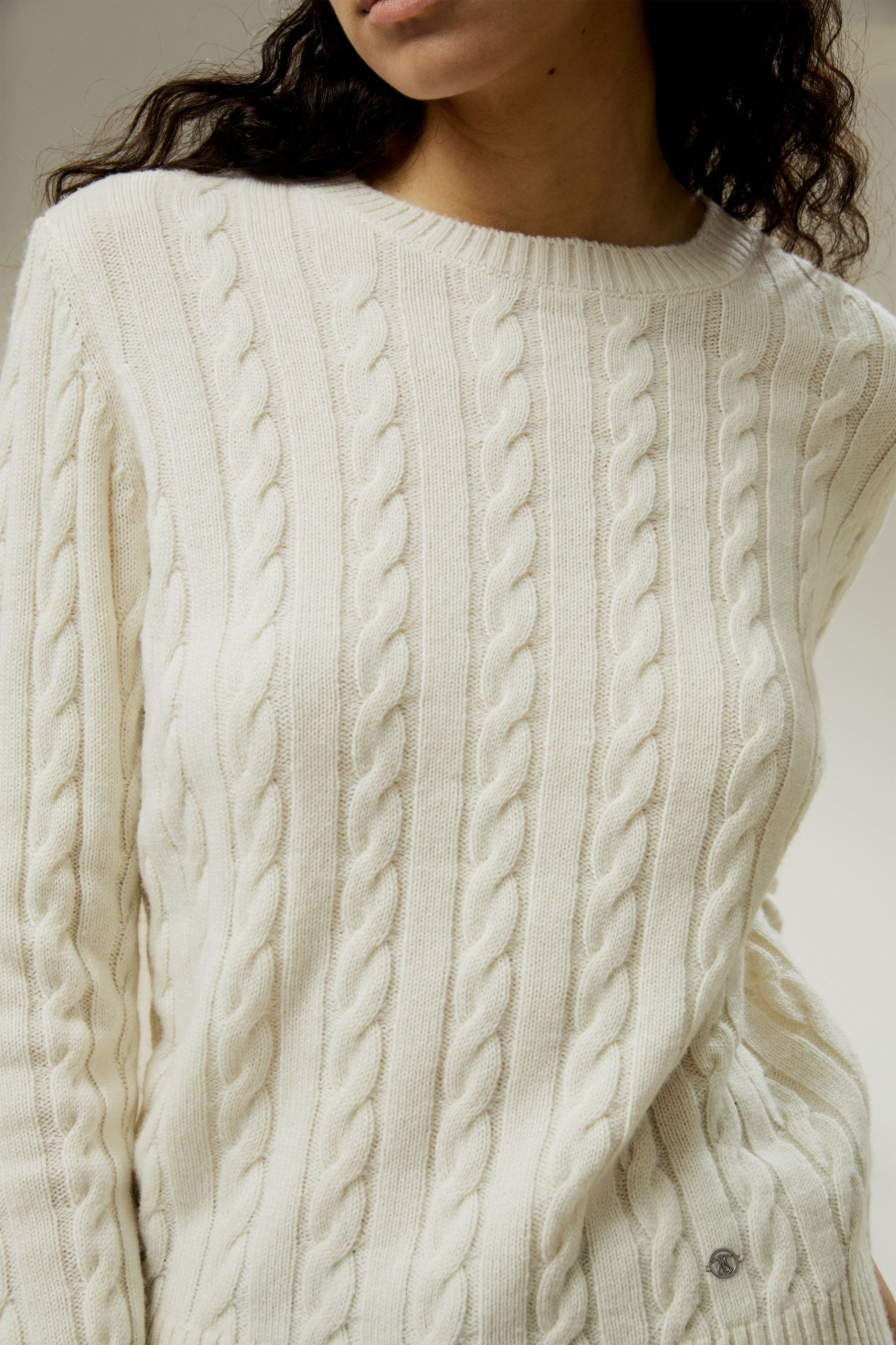 Classic Cable Knit Sweater with Ribbed Edges | LilySilk
