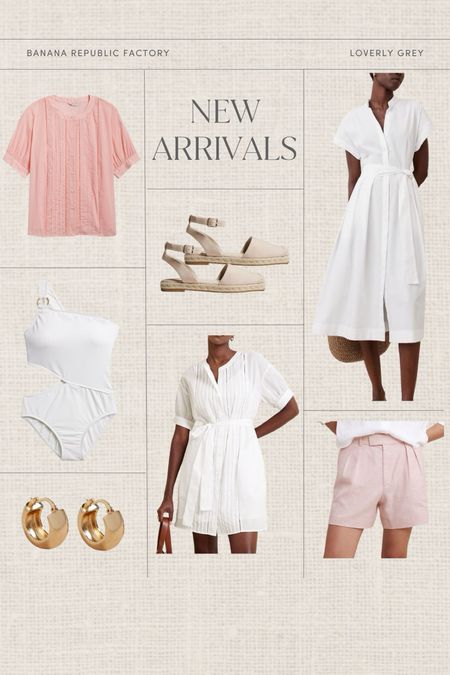 Banana Republic Factory new arrivals. Gorgeous white dresses for summer and pleated pink shorts. Loverly Grey, new arrivals 

#LTKSeasonal #LTKStyleTip #LTKBeauty