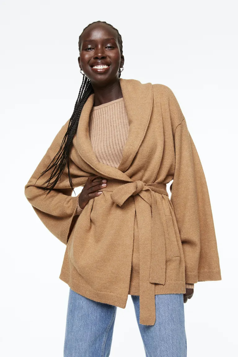 Fine-knit Cardigan with Tie Belt | H&M (US + CA)