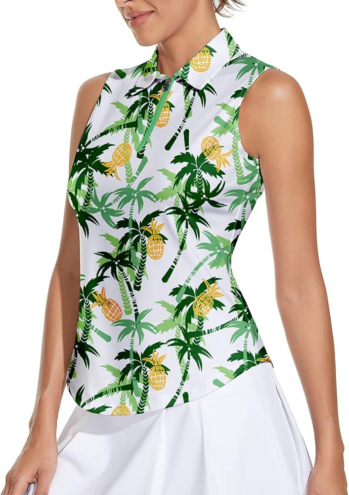 Soneven Womens Sleeveless Golf Shirt Moisture Wicking Athletic Golf Tank Top Printed Polo Tennis ... | Amazon (US)