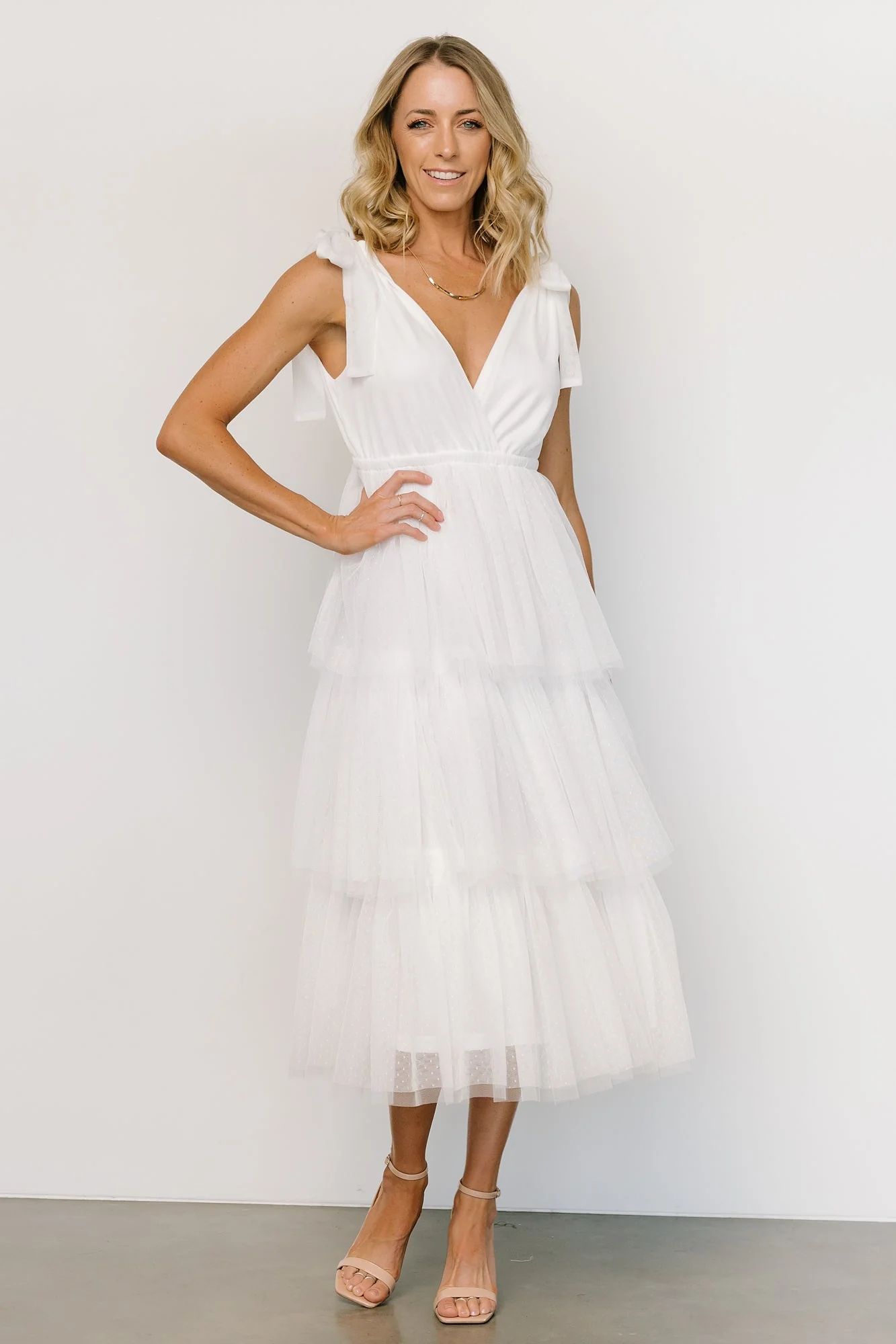 Tessa Tiered Tulle Tank Dress | White | Baltic Born