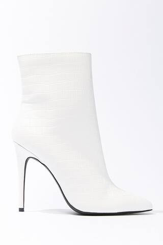 Faux Croc Leather Stiletto Booties | Forever 21 (US)