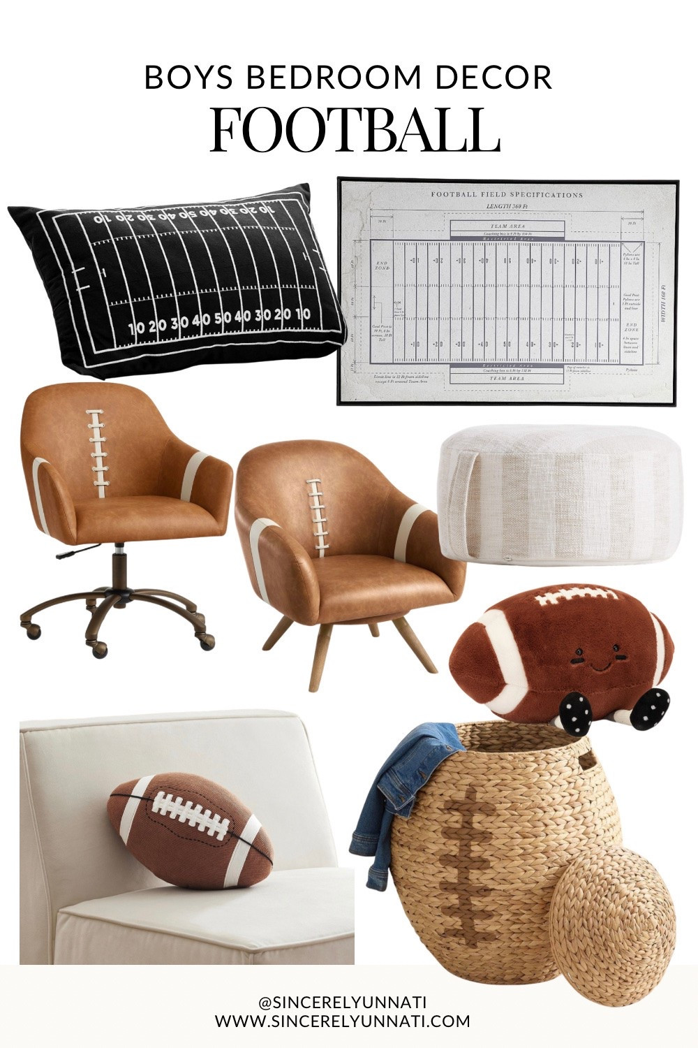Football bedroom decor ideas for boys 🏈 modern and neutral sports-themed kids room with elevated decor. Includes football pillows, wall art, accent chairs, and storage ideas perfect for toddler rooms and big kid spaces.

football kids room decor, boys sports bedroom, football themed room, neutral boys room, kids room inspiration