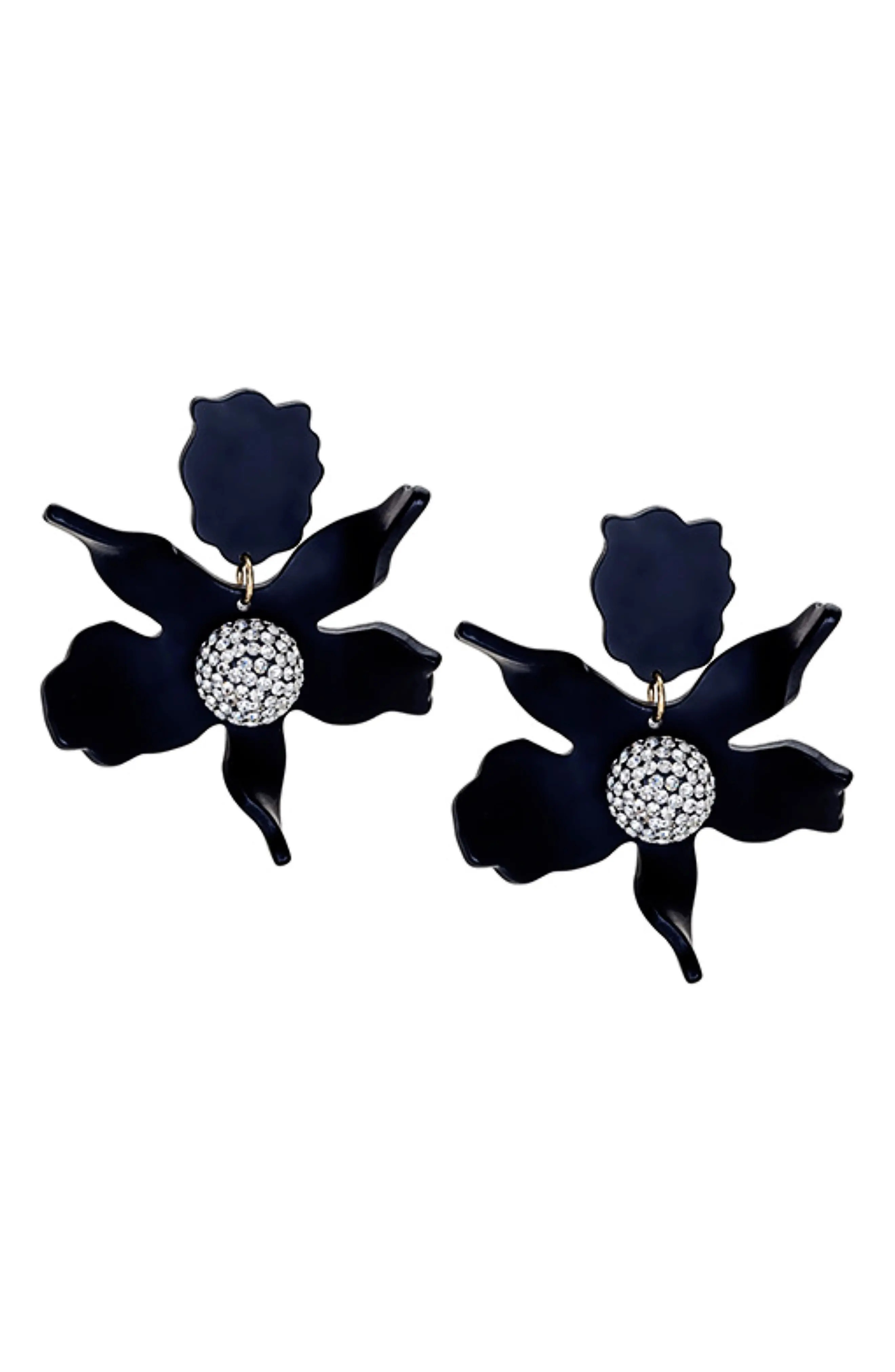Lele Sadoughi Crystal Lily Earrings in Jet at Nordstrom | Nordstrom