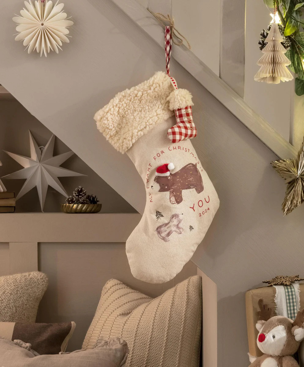 Small Calico Stocking - Bear 2024 | Mamas & Papas