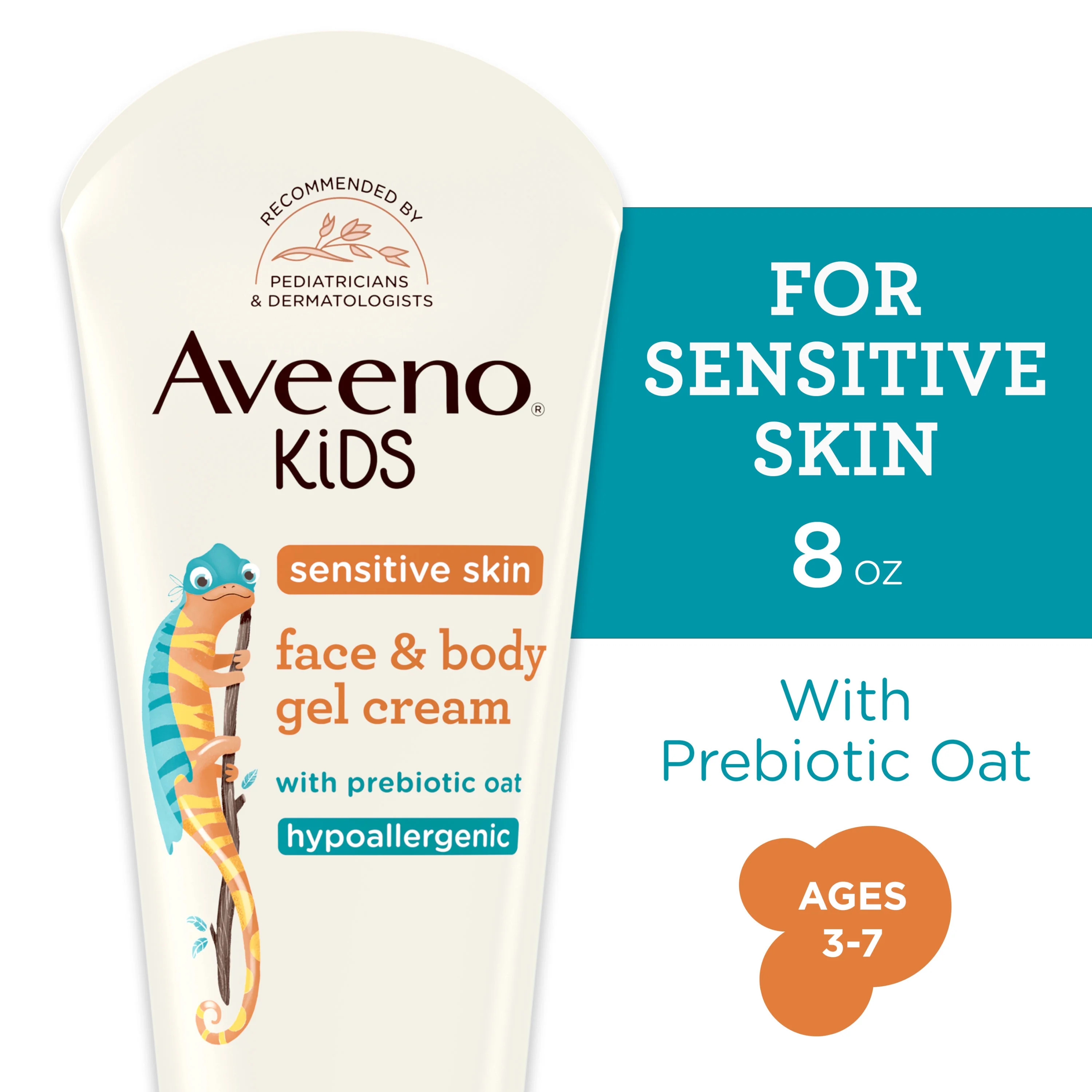 Aveeno Kids Sensitive Skin Face & Body Gel Cream, Hypoallergenic, 8 oz | Walmart (US)