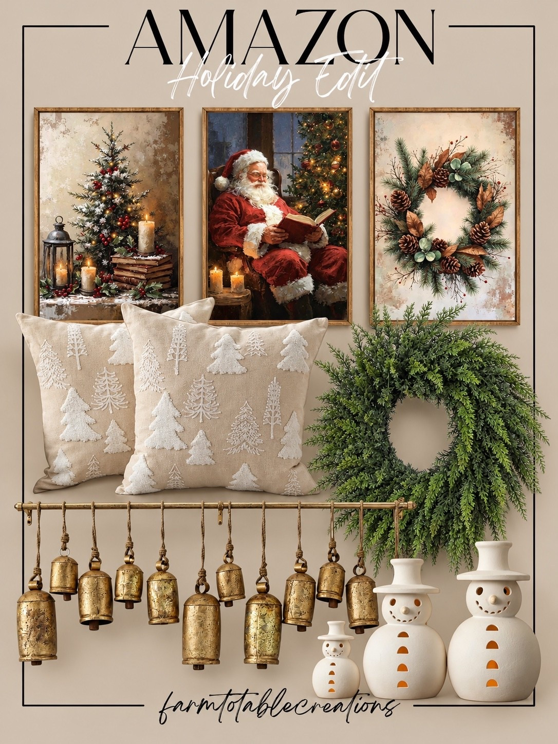 AMAZON CHRISTMAS FINDS 🎄

A little vintage Christmas charm mixed with cozy textures and timeless holiday favorites! 🤎 From beautiful nostalgic artwork and textured tree pillows to antique-inspired brass bells, lush greenery, and the sweetest glowing snowmen, these finds are perfect for creating a warm, collected holiday home.

#LTKHoliday #LTKHome #LTKSeasonal #AmazonChristmasFinds #ChristmasDecor
