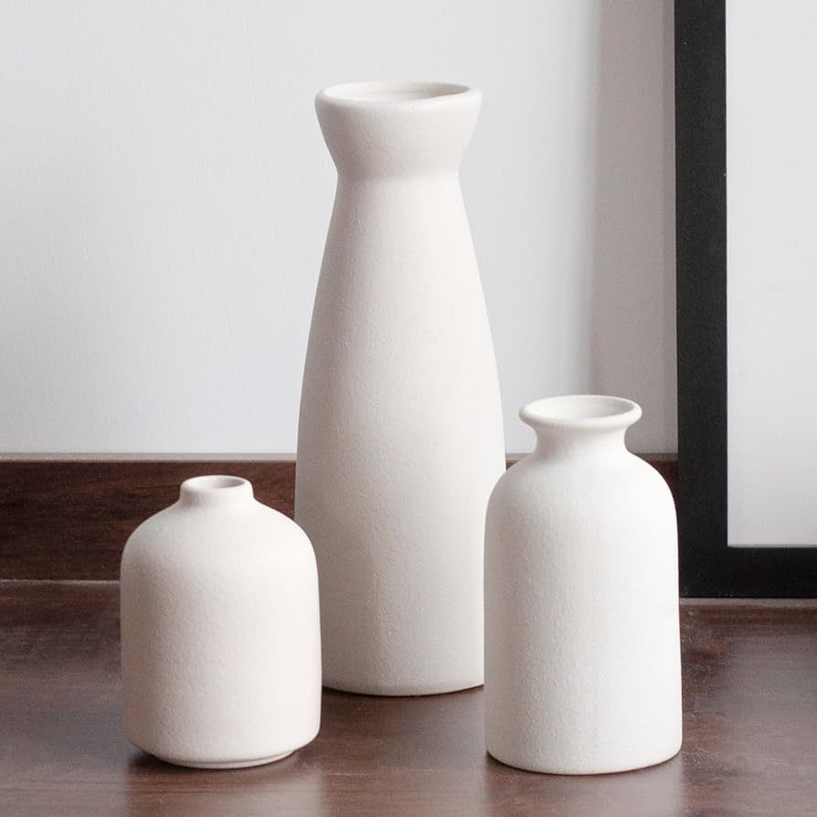 Sawoake White Ceramic Vase Set of 3 for Modern Minimalist Bohemian Decor，Matte Vases for Pampas... | Amazon (CA)