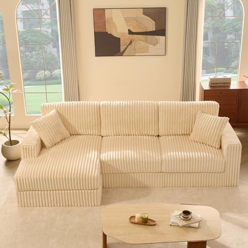 Amazon.com: Cloud Couch 113" L-Shaped Couch (Not Boneless), 3-Seater Modular Sectional Couch, Que... | Amazon (US)
