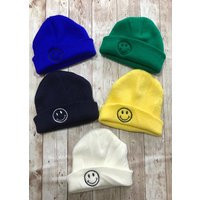 Winter Personalized Baby Infant Toddler Kids Unisex Smiley Skullcap Hat Beanie | Etsy (US)