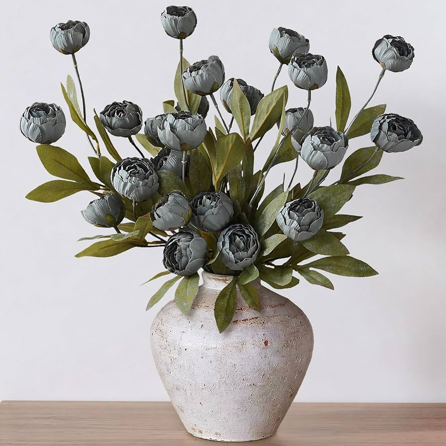 VIERENA 12 Pcs Faux Silk Peony Artificial Flowers for Vase -27", Bulk Fake Peonies Branches with ... | Amazon (US)