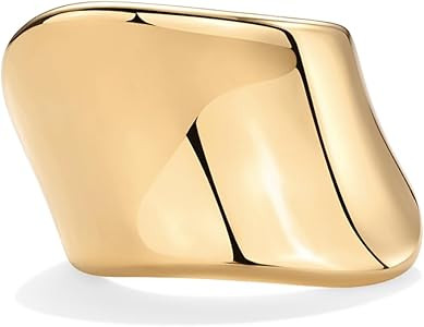 PAVOI 14K Gold Plated Chunky Statement Ring for Women | Stainless Steel Hypoallergenic Wide Stack... | Amazon (US)