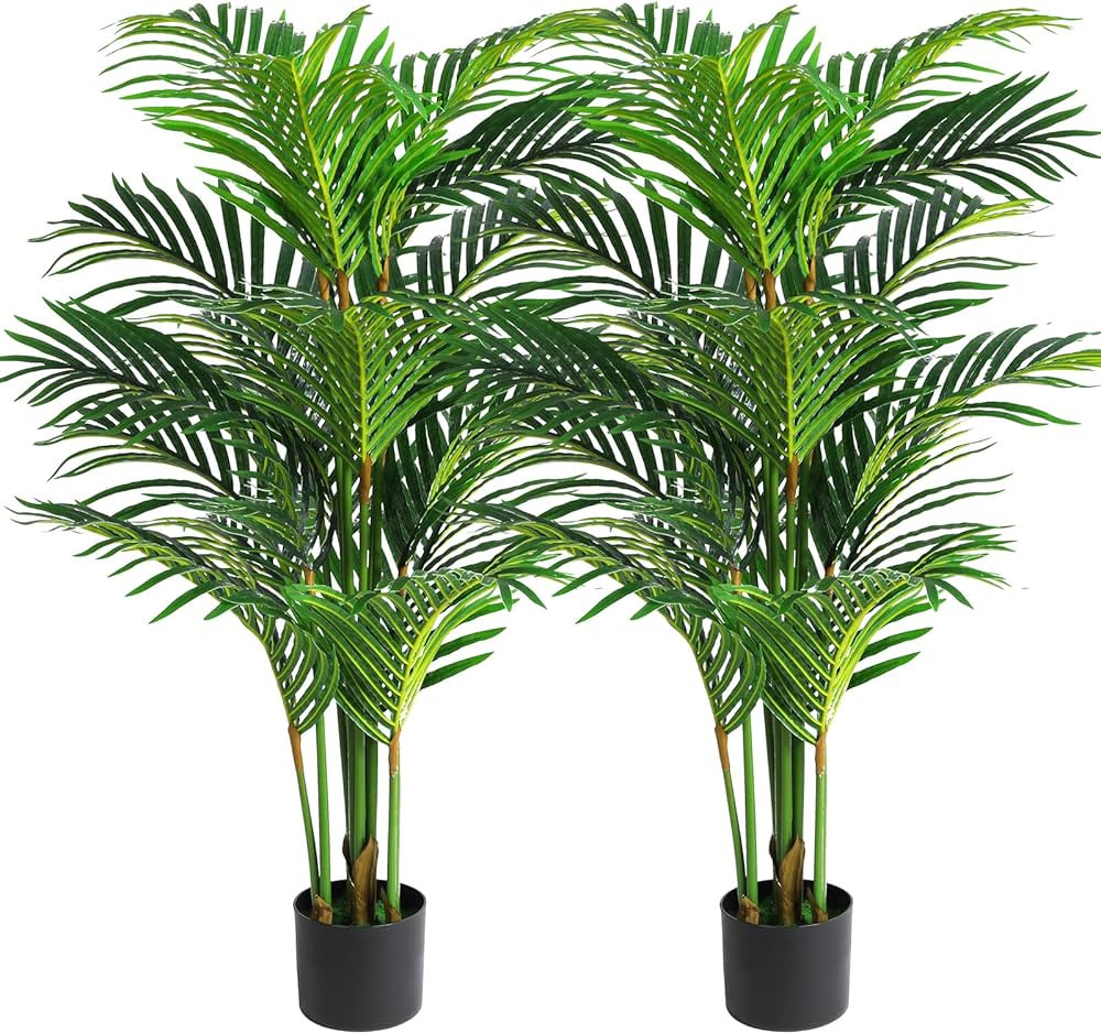VIAGDO Artificial Areca Palm Tree 4ft Tall Fake Palm Tree Decor with 12 Trunks Faux Tropical Palm... | Amazon (US)