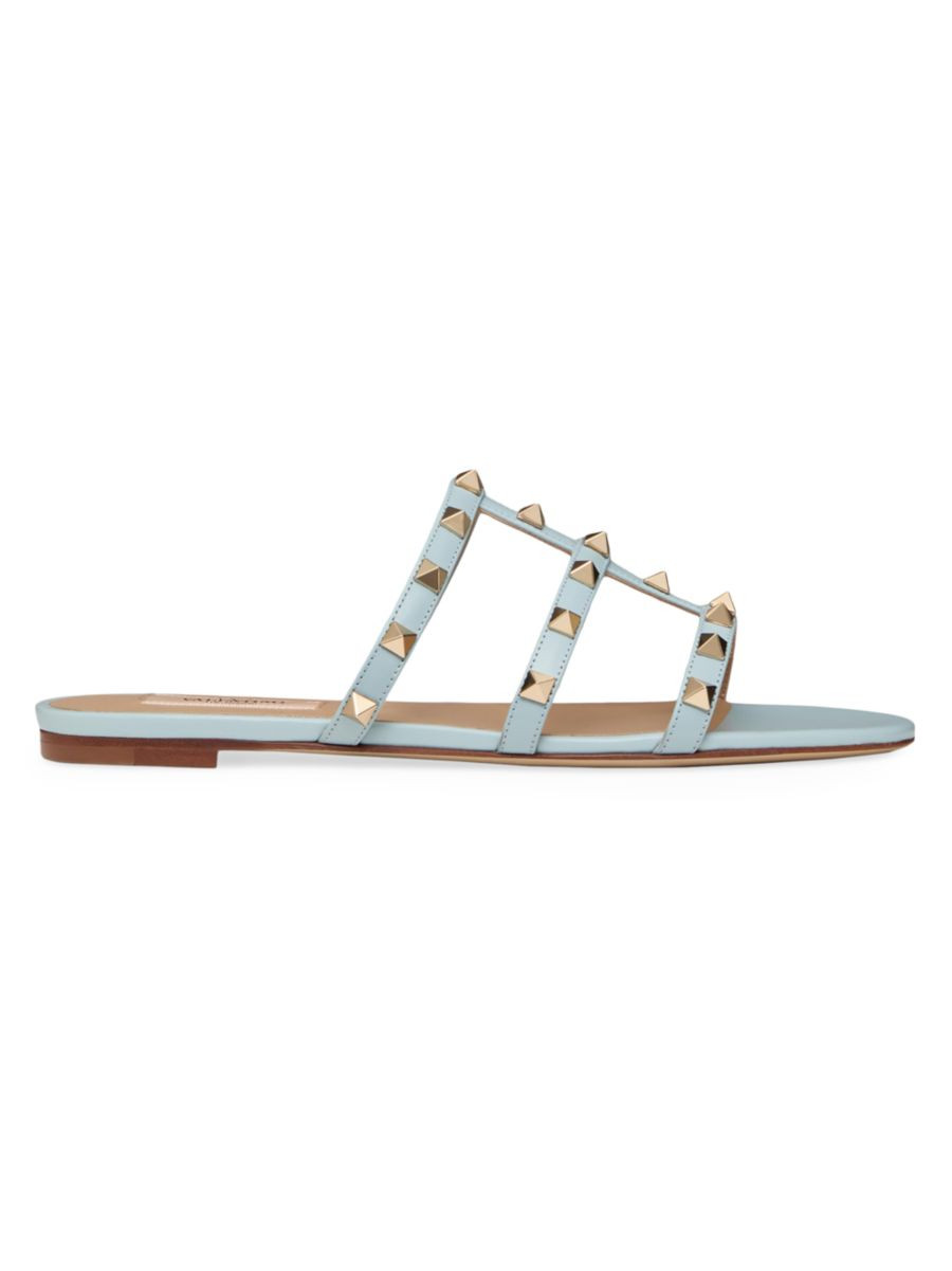Shop Valentino Garavani Rockstud Flat Slide Sandals | Saks Fifth Avenue | Saks Fifth Avenue