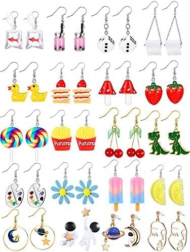 20 Pairs Cute Weird Earrings Funny Dangle Drop Earrings for Women Girls Including Gummy Candy Bea... | Amazon (US)