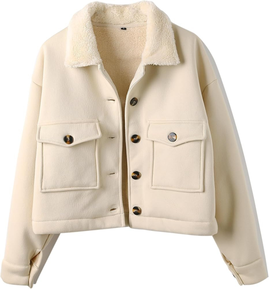 Ladyful Womens Winter Fleece Lined Bomber Jacket Long sleeve Sherpa Coat Outwear | Amazon (US)