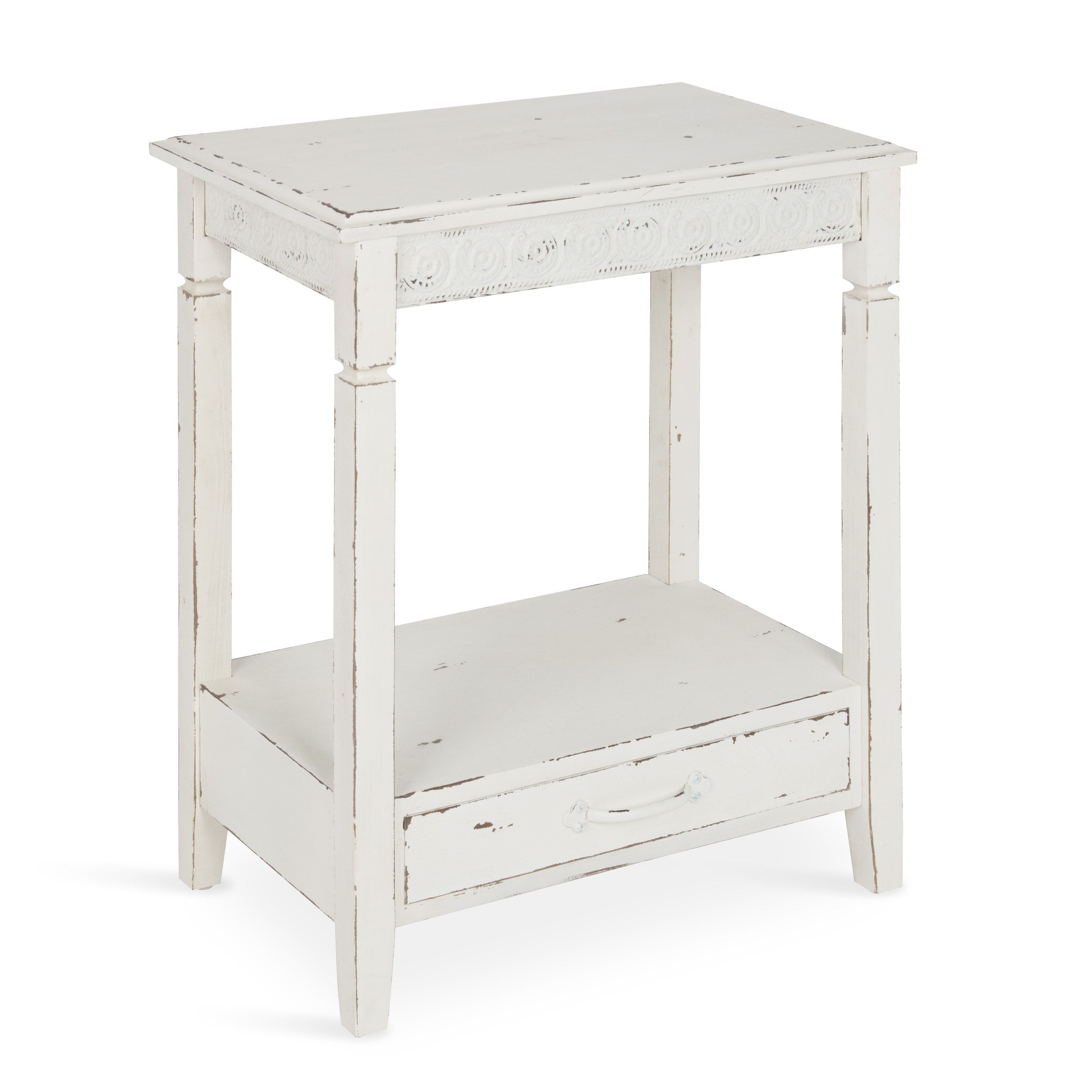 Kate and Laurel Idabelle Wood Side Table with Drawer, Cream | Walmart (US)